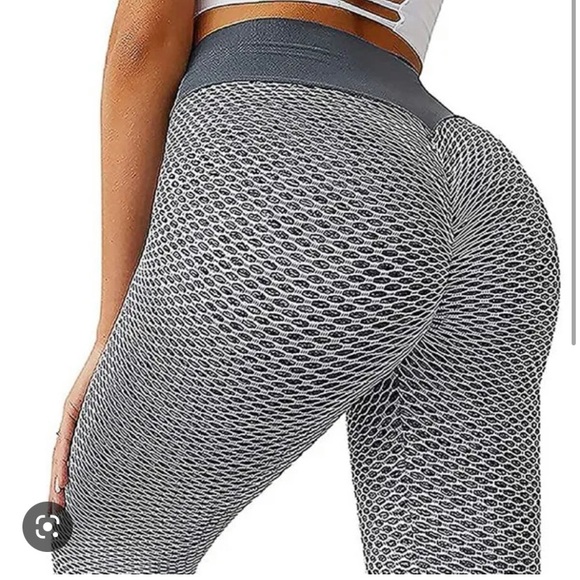 Tik Tok Leggings Butt Scrunch Leggings Gray Waffle Weave Super Stretchy Small - Picture 2 of 13